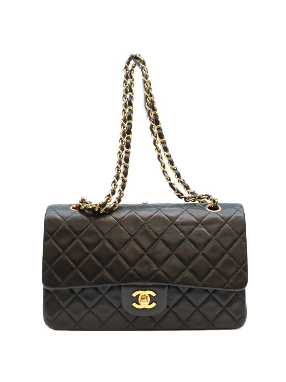 Chanel Black Lambskin Quilted 25 Shoulder Bag